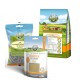 Drei BELIFOR Haustierfutterprodukte: "Landgut-Hund mit Insekten" Hundeleckerlis, "Immuns Pulver" Immunpulver und "Landgut-Schmaus" Premium-Hundefutter.