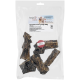 Packung mit "Rehhalsknochen" (Hirschhalsknochen) Hundeleckerlis, 200g, gekennzeichnet als 100% natürlich, mit einem roten Qualitätssiegel, das "Qualität aus Österreich" besagt.