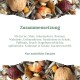 Tierfutterverpackung mit der Aufschrift "Zusammensetzung" mit Zutaten: Samen, Nüsse und Trockenfrüchte, die besagt "Nur natürliche Zutaten."