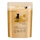 Gouden verpakking van Catz Finefood, een 300g graanvrij kattenvoer, met een silhouet van een kat, met tekst die rundvlees en kalfsvlees ingrediënten benadrukt.