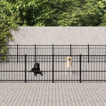 VidaXL Outdoor Hundezwinger Stahl 9,7 m, 4,85 m, 1 m
