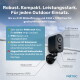 Outdoor-Sicherheitskamera mit deutschem Text 'Robust. Kompakt. Leistungsstark.' 3 MP, 9000 mAh, IP65, Solarpanel, Magnetfuß.