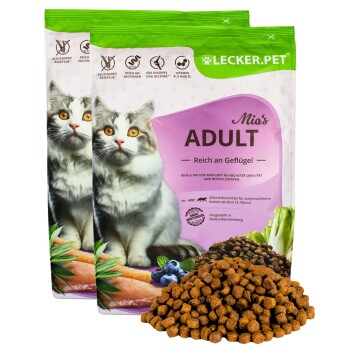 Lyra Pet Lecker.Pet® Mia’s Adult Herzhaftes Geflügel Katzenfutter Trockenfutter Vollnahrung 5 kg