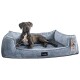 ® Orthopädisches Hundebett FRANKLIN Kuscheliger Teddy-Stoff - Hundesofa blau/ grau 90 cm, 22 cm, 75 cm