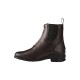 Braune Reitstiefelette mit elastischen Seitenpaneelen und einer kleinen Zuglasche, mit einem Logo an der Seite.