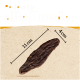 Ein Hundeleckerli, das 11 cm mal 4 cm misst, mit dem Text "Perfekt für alle Hunde" auf einem orangefarbenen Hintergrund.