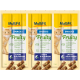 Trois emballages de MultiFit Fruity Meat Sticks pour chats, présentant un chat tigré orange et mettant en avant 91 % de viande, sans sucres ajoutés, saumon et myrtilles.