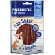 Opakowanie dla przysmaków dla psów oznaczone 'Premiere. I love my dog' z wizerunkiem corgi i napisem 'Fun Snack Sandwich' z obrazkami kurczaka i ryby.