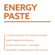 Etikett mit der Aufschrift 'ENERGY PASTE' und deutschem Text, der eine von Tierärzten entwickelte Formel für Katzen ab 1 Jahr beschreibt; seit über 35 Jahren in Deutschland hergestellt.
