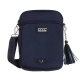Navy-blaues Haustierzubehörbeutel mit perforiertem Design, ausgestattet mit einem DOOG-Logo und einem dekorativen Quasten am Reißverschluss.