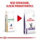 Zwei Beutel Royal Canin Katzenfutter, beschriftet "Dental" und "Expert Dental", mit dem Text: "Neue Verpackung, gleiche Produktvorteile."