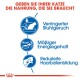 Bild zur Förderung von Katzenfutter mit dem Text: "Geben Sie Ihrer Katze die Nahrung, die sie braucht" und Symbolen für Geruchskontrolle, Energie und Haarballreduzierung.