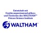 Blaues WALTHAM-Logo mit deutschem Text, der die Entwicklung mit Ernährungswissenschaftlern und Tierärzten des WALTHAM Petcare Science Institute beschreibt.