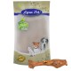 Lyra Pet Hundeleckerli-Verpackung mit dem Text 'Lyra Nature Power' und Bildern von drei Hunden, mit einem Kauknochen davor.
