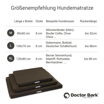 Hundematratze für mittlere Hunde, Maße ca. 80 cm x 60 cm, 8 cm dick, geeignet für Beagle, Sheltie, Französische Bulldogge.