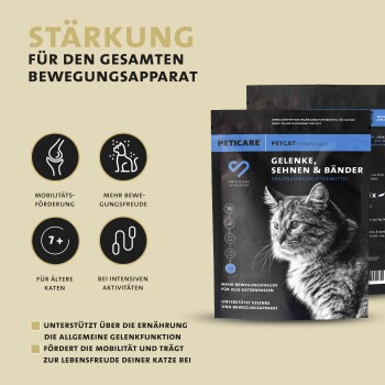 Peticare Gelenkpulver für Katzen, Mit MSM, Kollagen, stärkt Knochen, Gelenke | 125 gr
