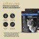 Tierpflege-Ergänzung für Katzen, mit einer grauen Katze auf der Verpackung, mit Text, der Gelenkunterstützung und Mobilitätsvorteilen hervorhebt.