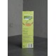 Grüne Box mit der Aufschrift "Lebensmittelmotten Pheromonfalle" mit Illustrationen von Brot und Weizen, Gebrauchsanweisungen und einem Barcode.