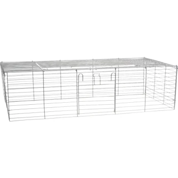 Ein großes, rechteckiges Drahtgehege für Haustiere mit abnehmbarem Deckel, entworfen für kleine Tiere wie Kaninchen oder Meerschweinchen.