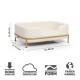 Weiches Haustiersofa in Weiß mit goldenen Metallrahmen, Abmessungen 25,5 cm Höhe, 68 cm Breite, mit Symbolen für Stabilität und umweltfreundliche Produktion.