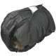 Imperméable noir pour chien avec bande réfléchissante et bords élastiques, conçu pour petits et moyens animaux.