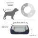 Hundebett Maße und Größenleitfaden, geeignet für Rassen wie Beagle und Französische Bulldogge; äußere Größe 86 cm, innere Größe 57 cm.