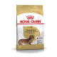 Torba z karmą dla psów Royal Canin Adult Dachshund, z długowłosym jamnikiem na przodzie, z tekstem podkreślającym żywienie specyficzne dla rasy.