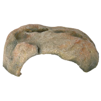 Ein realistisches, steinförmiges Haustierversteck mit strukturierten Oberflächen und erdigen Farben, ideal für kleine Tiere zum Erkunden und Verstecken.