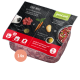 Verpackung von proCani Hundefutter mit Rindfleisch, Karotten und Kartoffeln, mit Anweisungen zur Fütterung und einem "14x"-Label.