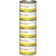 Stapel von sechs Dosen Almo Nature Natural HFC Katzenfutter mit den Aufschriften 'almo nature', 'Natural HFC' und 'Chicken Drumstick'.