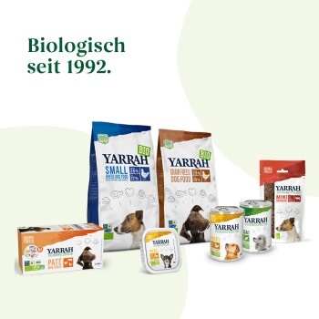Yarrah Bio-Hundefutterausstellung mit Hundefutter für kleine Rassen, getreidefrei, Multipack Pastete und Snacks, mit "Biologisch seit 1992."