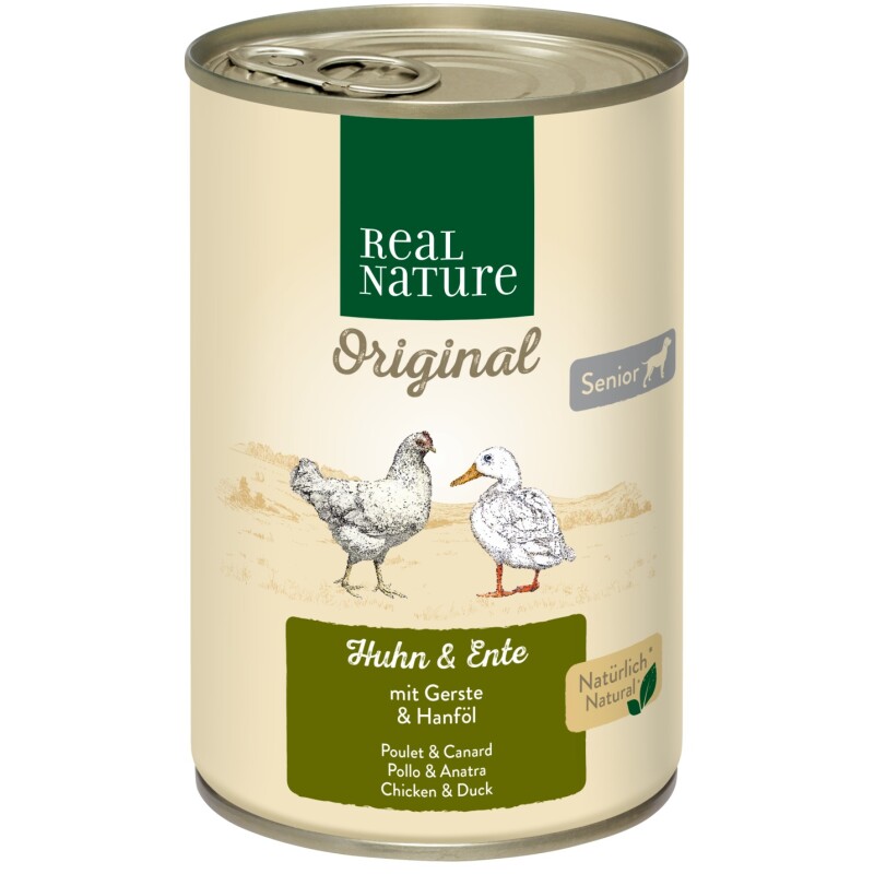 REAL NATURE Senior Poulet et canard 12x400 g