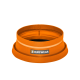 Orange zusammenklappbare Hundeschüssel mit schwarzem Innenraum und einem "RUFFWEAR"-Logo auf der Vorderseite.