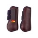 Ein Paar burgunderfarbene Pferdeboots mit Klettverschlüssen, mit einem goldenen und roten 'GOLDHORSE'-Logo an der Seite.