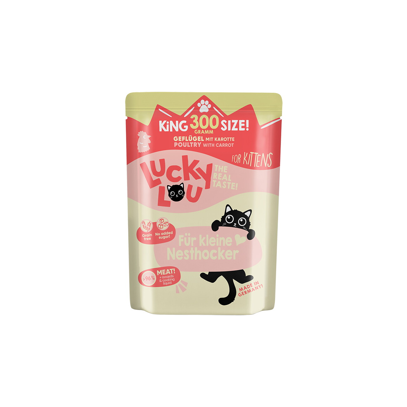 Lucky Lou Nassfutter Katze Kitten Geflügel 24x300 g