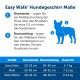 Infografik, die die Maße des Easy Walk® Hundegeschirrs zeigt, einschließlich Brustbreite, Umfang und Größentabelle für kleine Hunde.