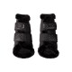 Schwarze Haustierstiefel mit weichem Futter und verstellbaren Riemen, entworfen für Komfort und Schutz.