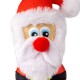 Santa Claus plush dog toy with red nose and hat, white beard, and blue eyes on a white background