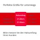 Größentabelle für Hundehalsbänder, die die Größen S (21-28 cm) und M (21-35 cm) zeigt, mit einer Breite von 1,5 Zoll. Text in Deutsch.