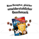 Felix Knabber Mix Katzenleckerlis, 330g Jumbo-Pack, mit einer verspielten schwarz-weißen Katze und Text über das neue Rezept und den Geschmack.
