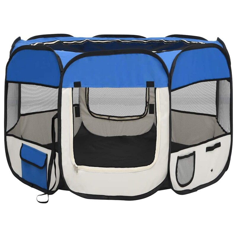 VidaXL faltbarer Welpenlaufstall blau 90 cm, 90 cm, 58 cm