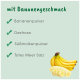 Bild eines Produkts mit Bananengeschmack, aufgelistet Zutaten: Bananenpulver, Dextrose, süßes Molkepulver und Salz vom Toten Meer, mit abgebildeten Bananen.