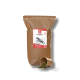 Weißer Kunststoffeimer mit der Aufschrift "Mineralfutter Sport" für Pferde, mit einer Silhouette eines Pferdes und Vögeln, mit Nährwertinformationen auf der Rückseite.