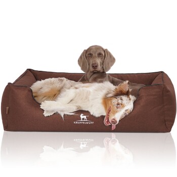 Orthopädisches Hundebett Wippo aus Velours mit Handwebcharakter braun XXL