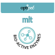 Logo von "optipet" oben, mit dem Wort "mit" darunter, und einer kreisförmigen Grafik mit dem Text "BIO-AKTIVE ENZYMEN."