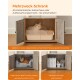 Katzen-Multifunktionsschrank: Katzentoilette, Katzenhaus und Stauraum für Futter und Bett.