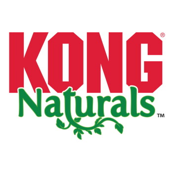 Logo KONG Naturals: duże czerwone KONG nad zielonym słowem Naturals z ozdobną winoroślą i liśćmi.
