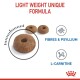 Lightweight pet food kibbles in a donut shape, featuring text highlighting "Light Weight Unique Formula," "Fibres & Psyllium," and "L-Carnitine."