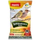 Eine bunte Tüte PANTO Sonnenblumenkerne für Vögel, mit zwei Vögeln, die auf einem Ast sitzen, und dem Text "Sonnenblumenkerne" deutlich sichtbar.