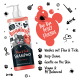 Bugalugs Floh- & Zecken-Shampoo-Flasche mit Cartoon-Katze und Text: "Tschüss lästige Freunde," "Wäscht Flöhe & Zecken aus," "Sanft zur Haut."